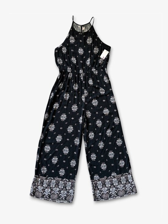 SO Pants - NWT SO Kohls Black White Boho Medallion Halter Wide Leg Jumpsuit Womens Size XXL